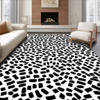Abstract Black Pebble Pattern Rug