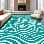 Teal Wave Pattern Rug