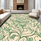 Cream Green Floral Swirls Rug