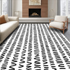 Bold Black Abstract Line Design Rug