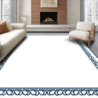 Deep Blue Continuous Scroll Border Rug