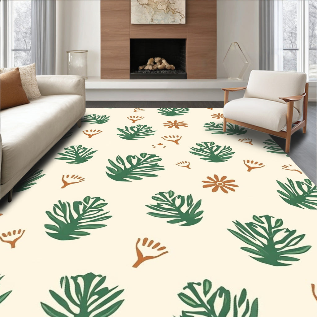 Foliage and Floral Abstract Pattern Rug