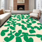 Abstract Heart Pattern Green Beige Rug