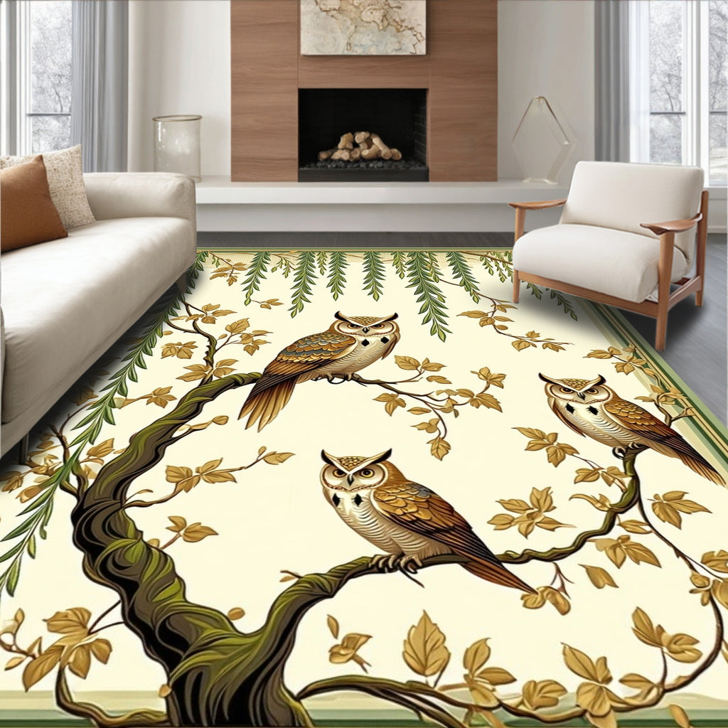 Nature Scene Owl Pattern Rug