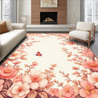 Pink Blossoms and Butterfly Garden Rug