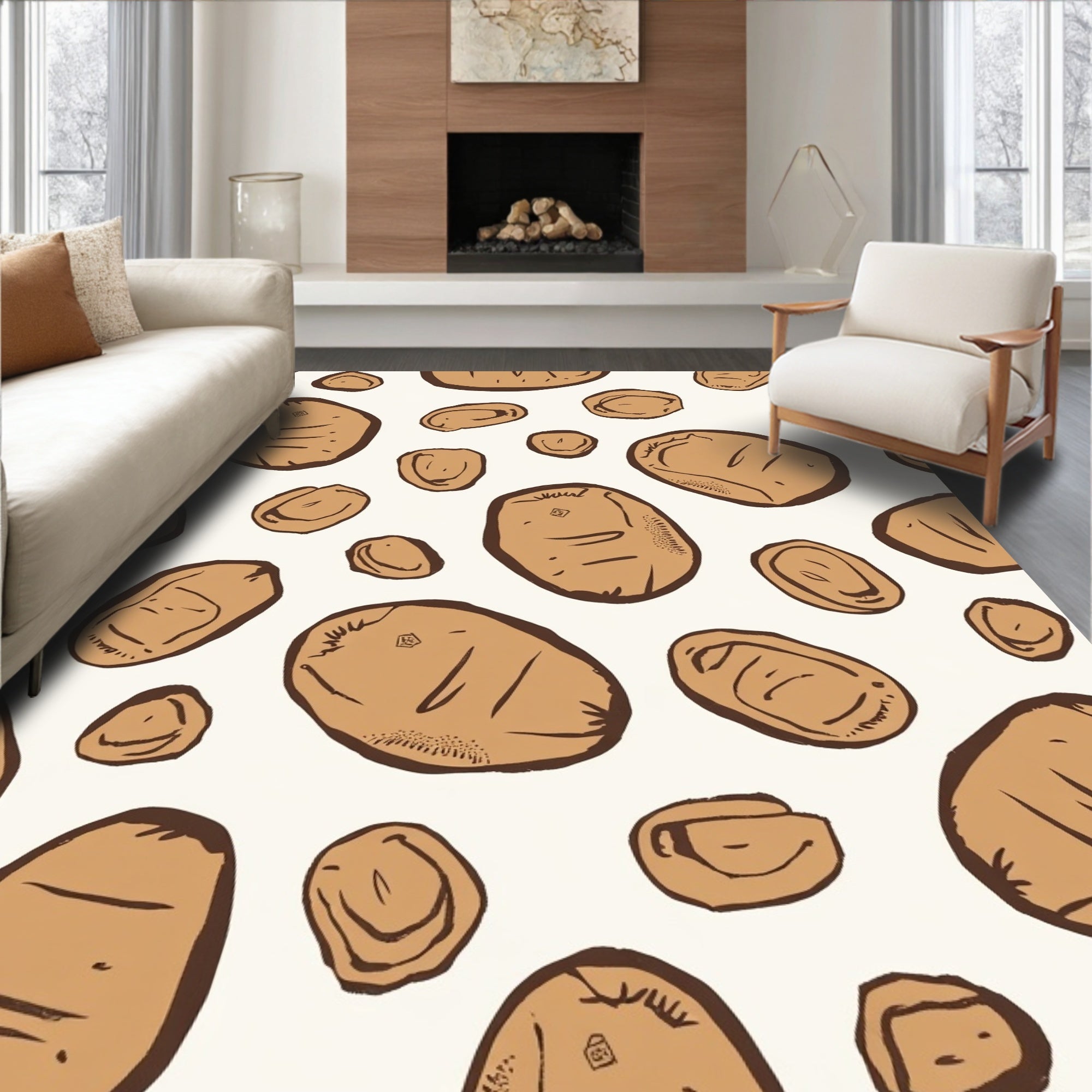 Whimsical Potato Pattern Design Rug
