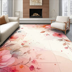 Delicate Pink Floral Watercolor Design Rug