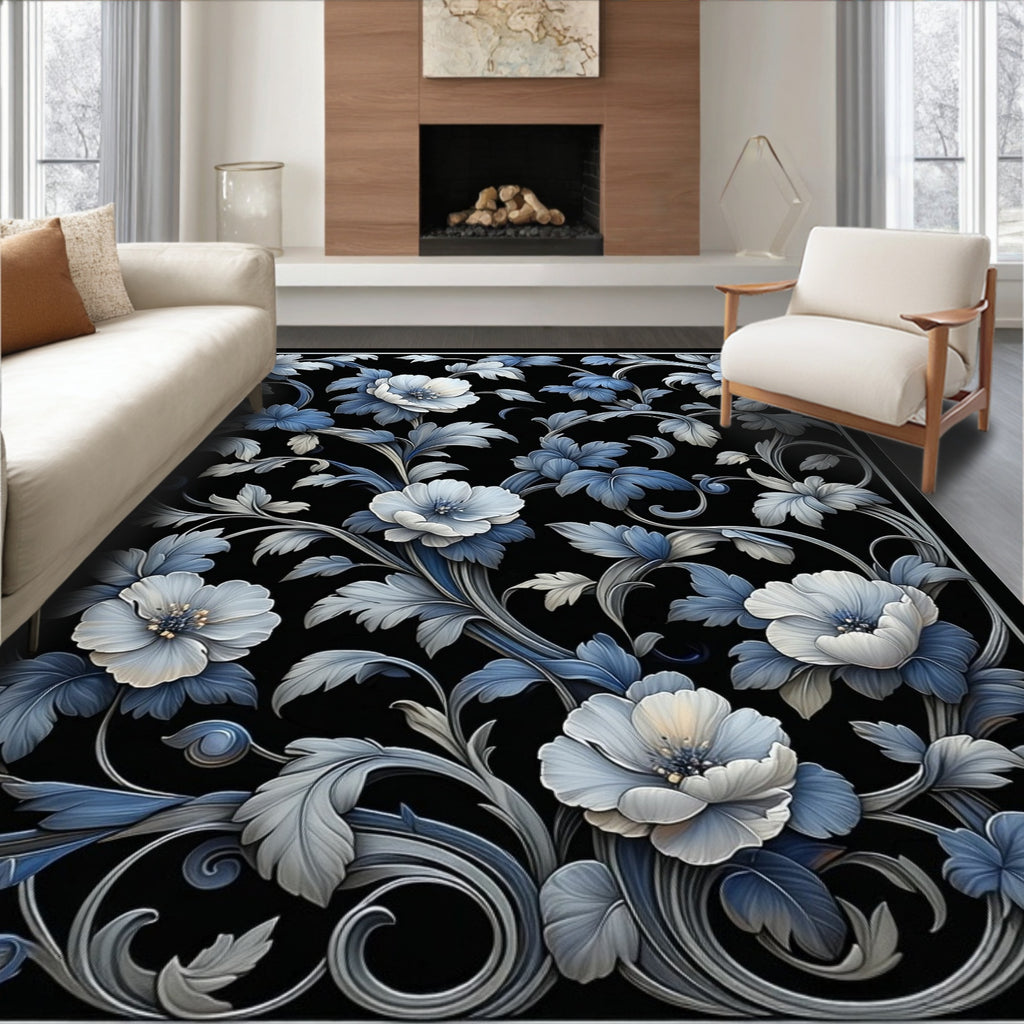 Intricate Floral Scrollwork Pattern Rug