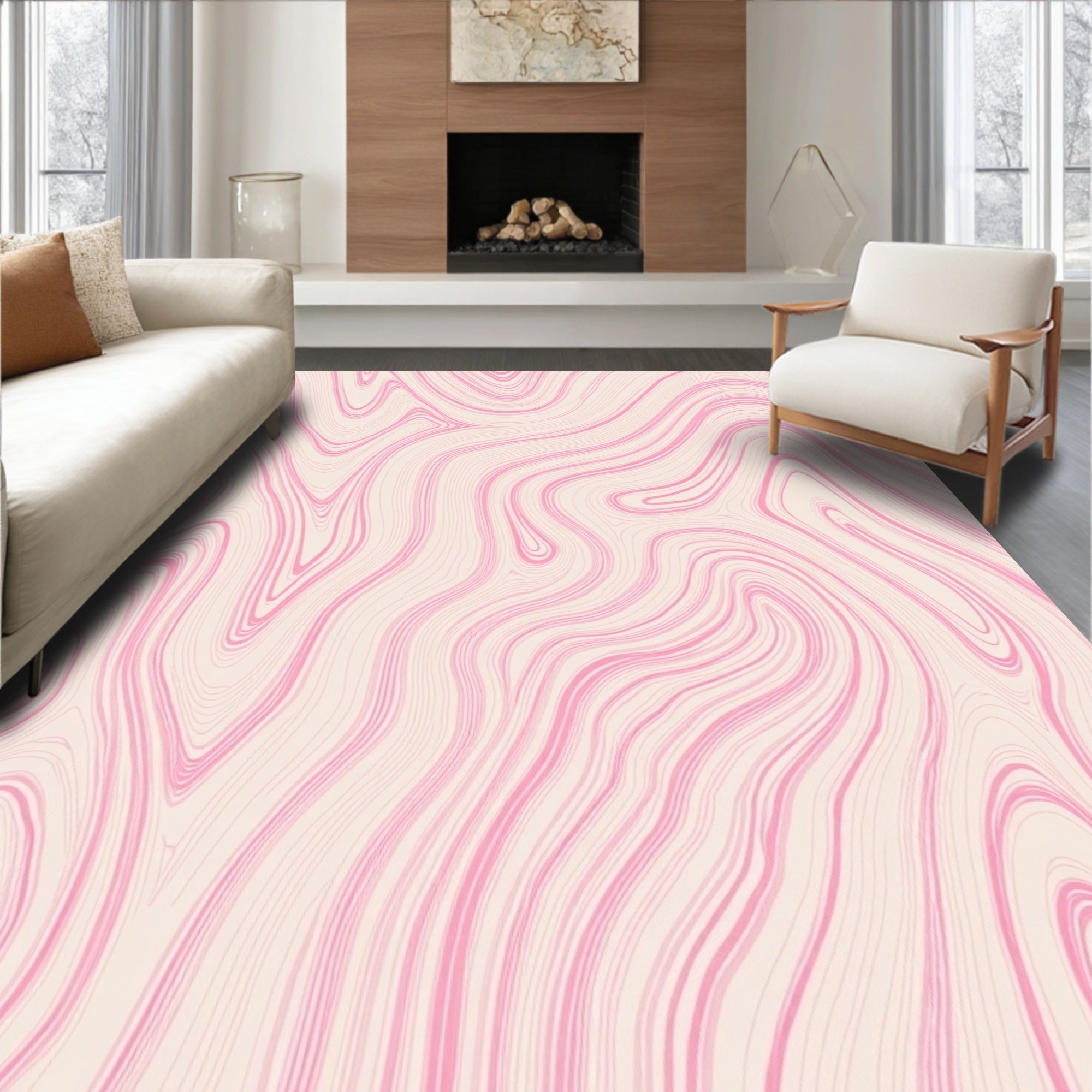 Soft Pink Swirl Pattern Rug