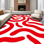 Bold Red Abstract Swirls Rug