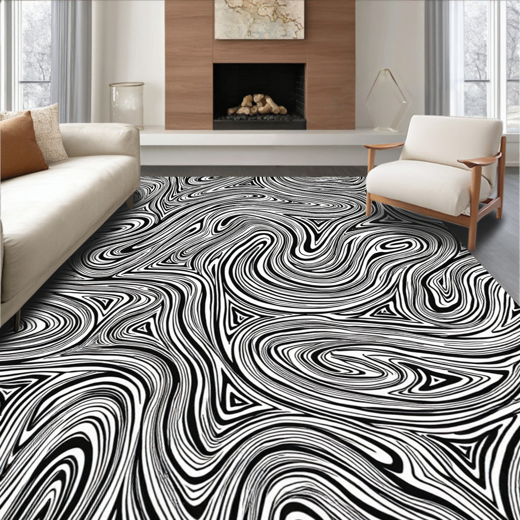 Monoline Swirl Geometric Pattern Rug