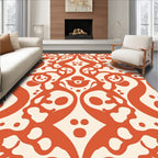 Ornate Skull Paw Print Pattern Rug