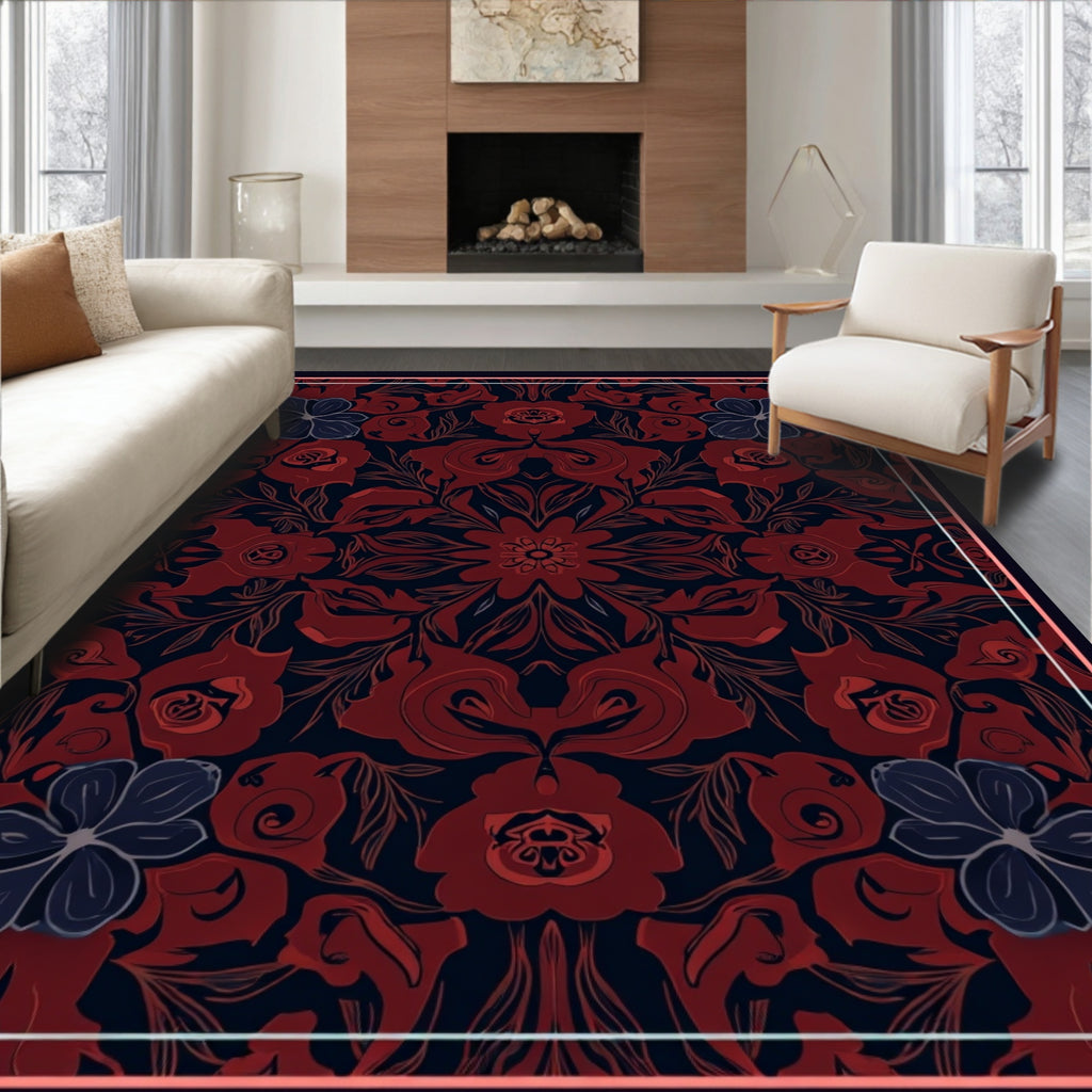 Dark Floral Medallion Design Rug