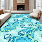 Abstract Aquatic Organic Flow Pattern Rug