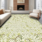 Green Floral Maze Pattern Rug