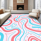 Coral Teal Swirl Abstract Rug