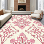 Ornate Pink Floral Damask Pattern Rug