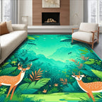 Whimsical Jungle Art With Deer Rug