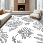 Leafy Botanical Line Drawing Area Rug