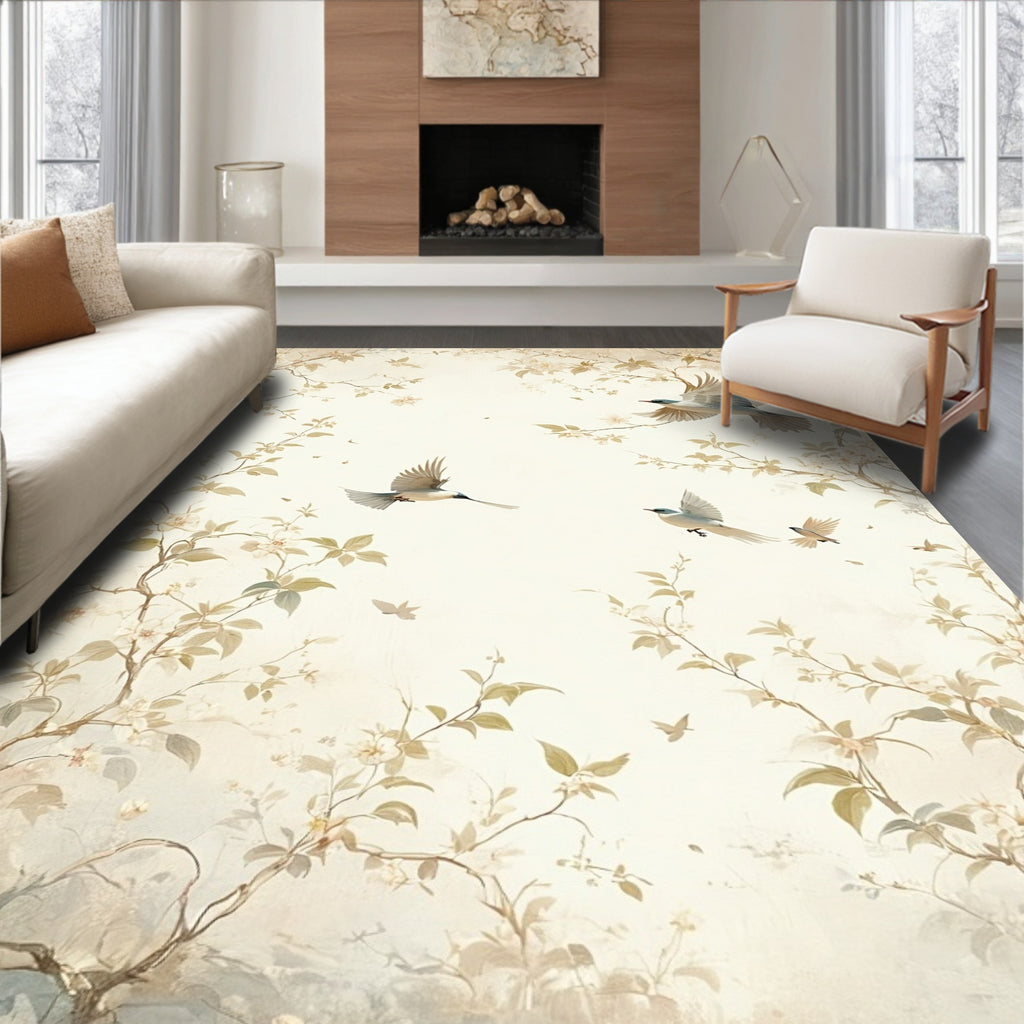 Birds and Blossoms Delicate Garden Rug
