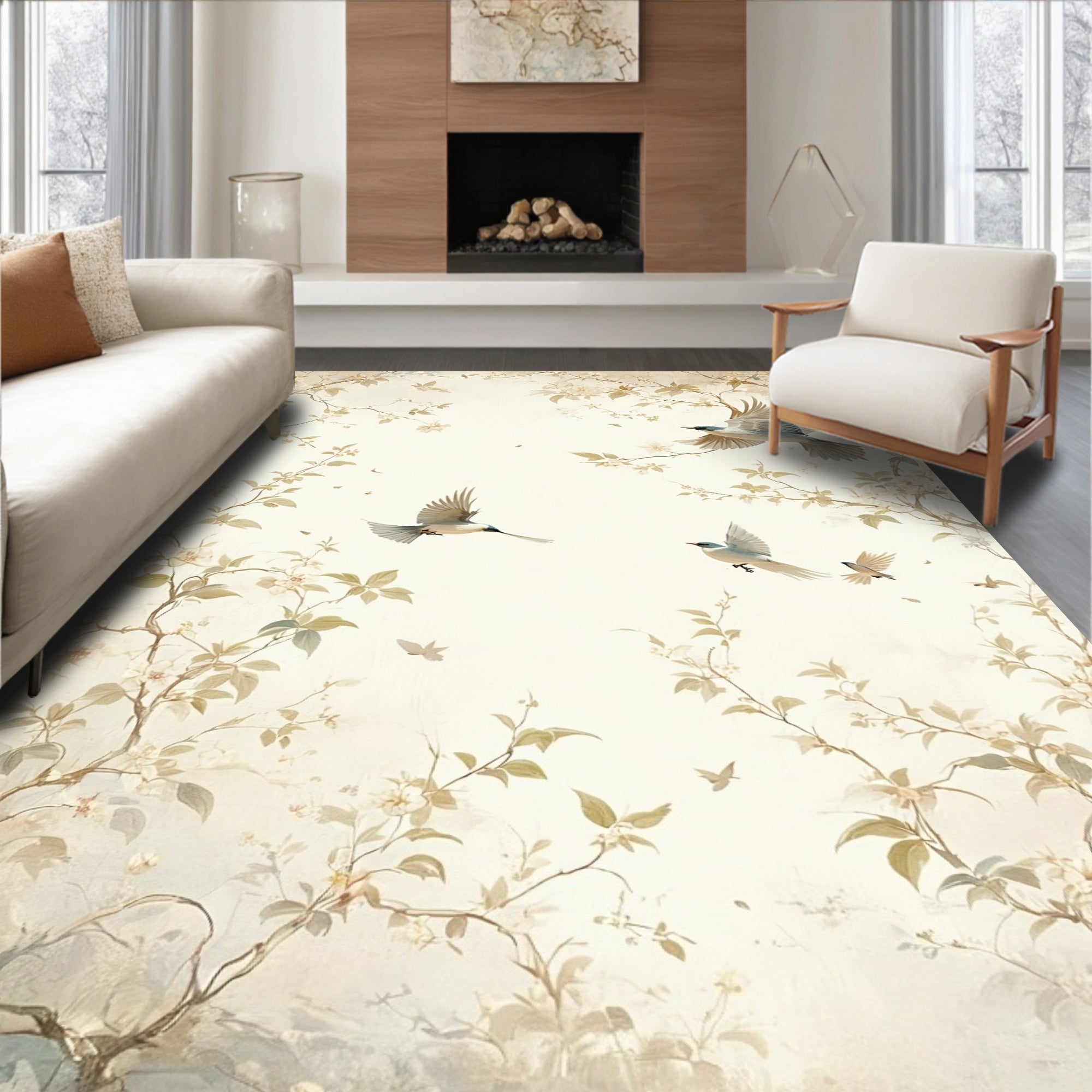 Birds and Blossoms Delicate Garden Rug