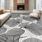 Botanical Leaf Line Art Pattern Design Rug