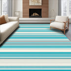 Stripes In Teal Light Gray Rug
