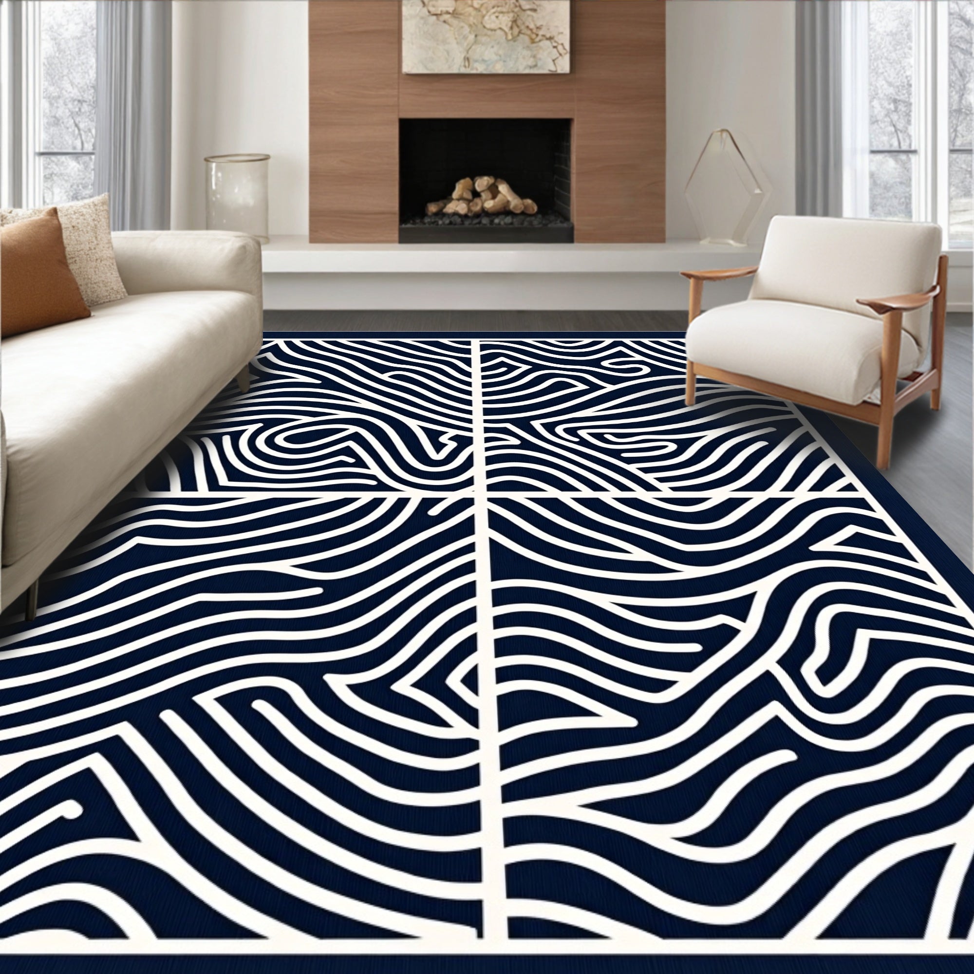 Abstract Wave Pattern Design Rug