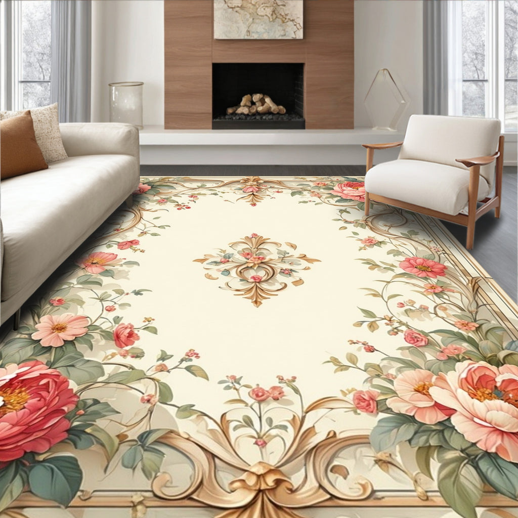 Romantic Floral Swirls Accent Rug