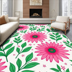 Vibrant Daisy Leaf Botanical Pattern Rug