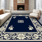 Elegant Cream Floral Border Rug