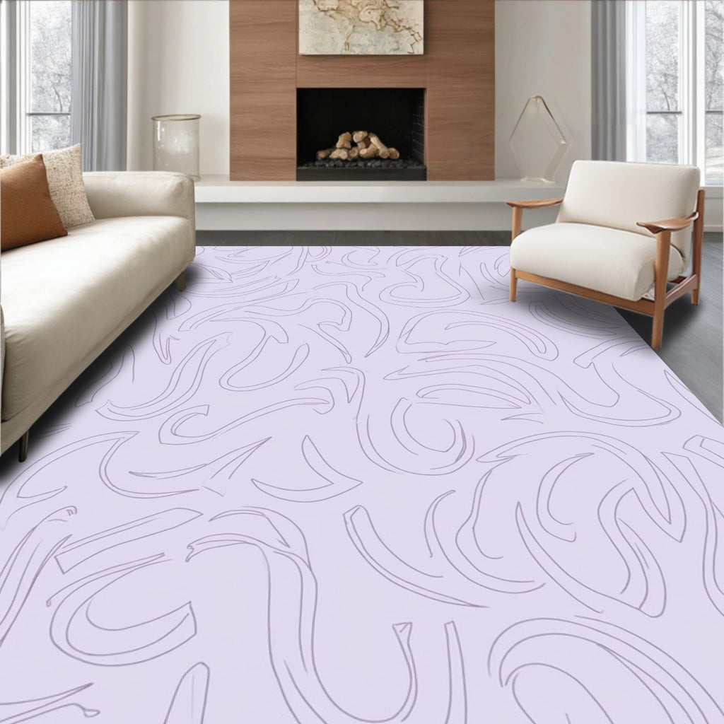 Flowing Lilac Abstract Organic Design Rug