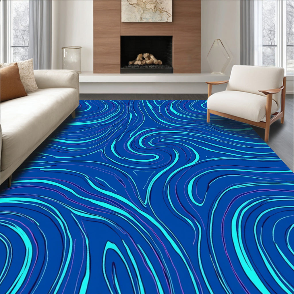 Swirling Blue Aqua Gradient Design Rug