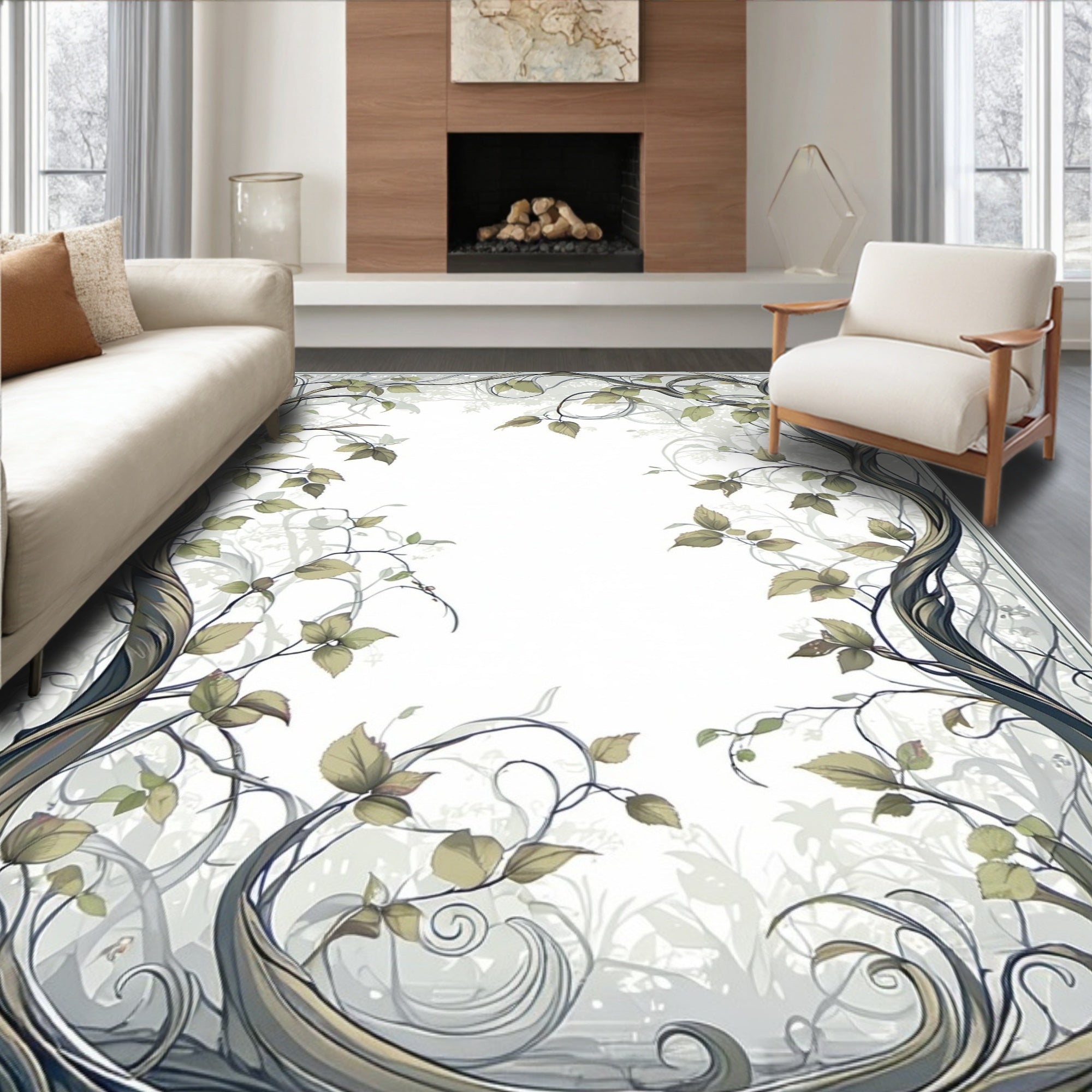 Art Nouveau Botanical Swirls Rug