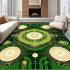 Green Kiwi Sunburst Geometric Art Deco Rug
