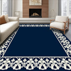 Elaborate Floral Border Design Rug