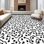 Abstract Black Dots Lines Pattern Rug