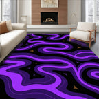 Wavy Purple Black Modern Pattern Rug