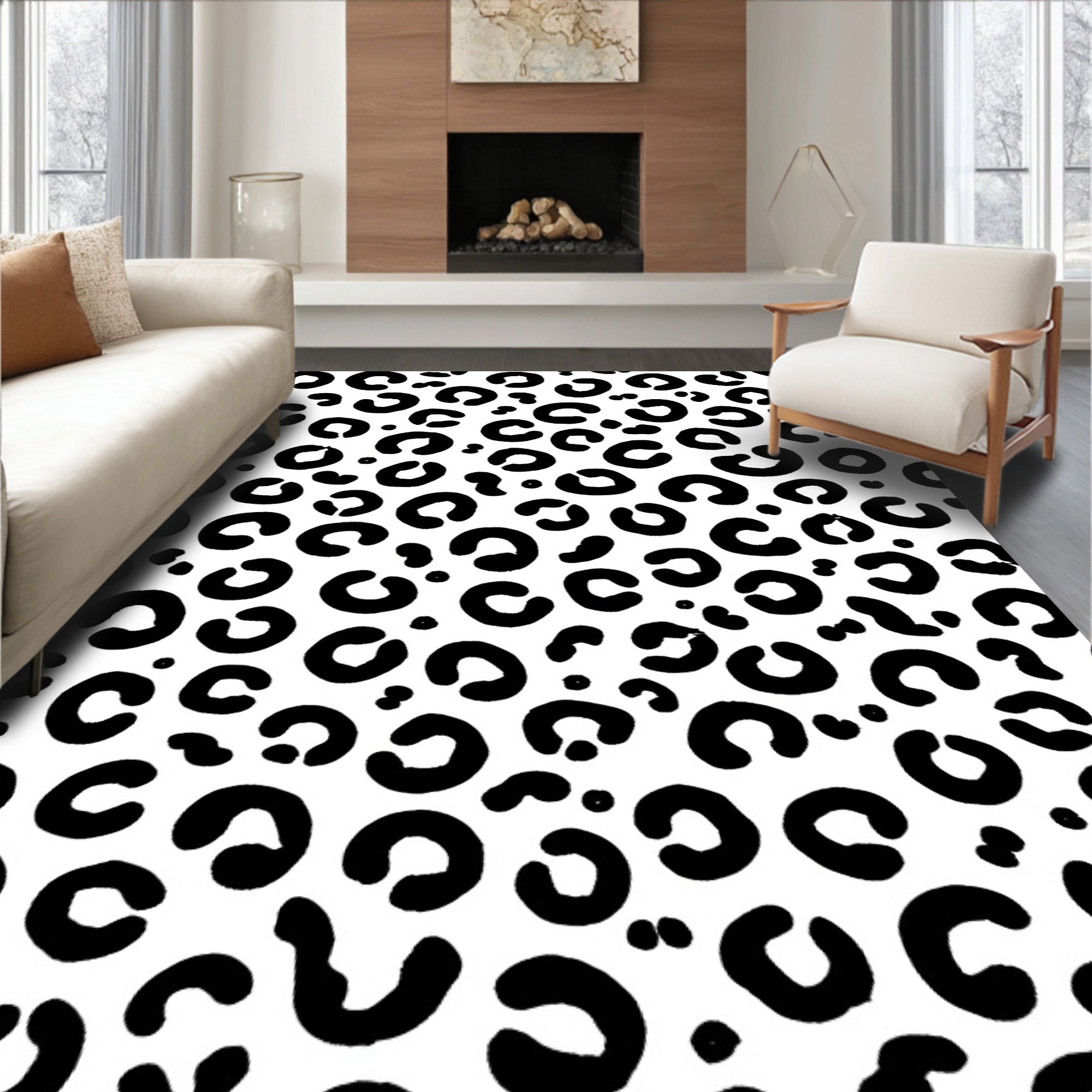Bold Leopard Spots Pattern Design Rug