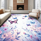 Whimsical Butterfly Floral Garden Rug