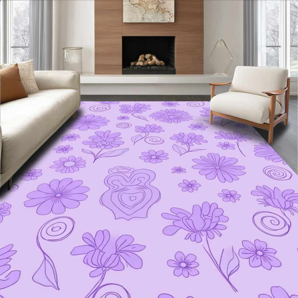 Liliac Floral Swirls Pattern Rug