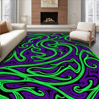 Bold Purple Green Swirl Pattern Rug