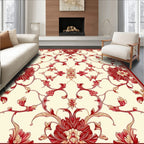Elegant Red Floral Swirl Pattern Rug