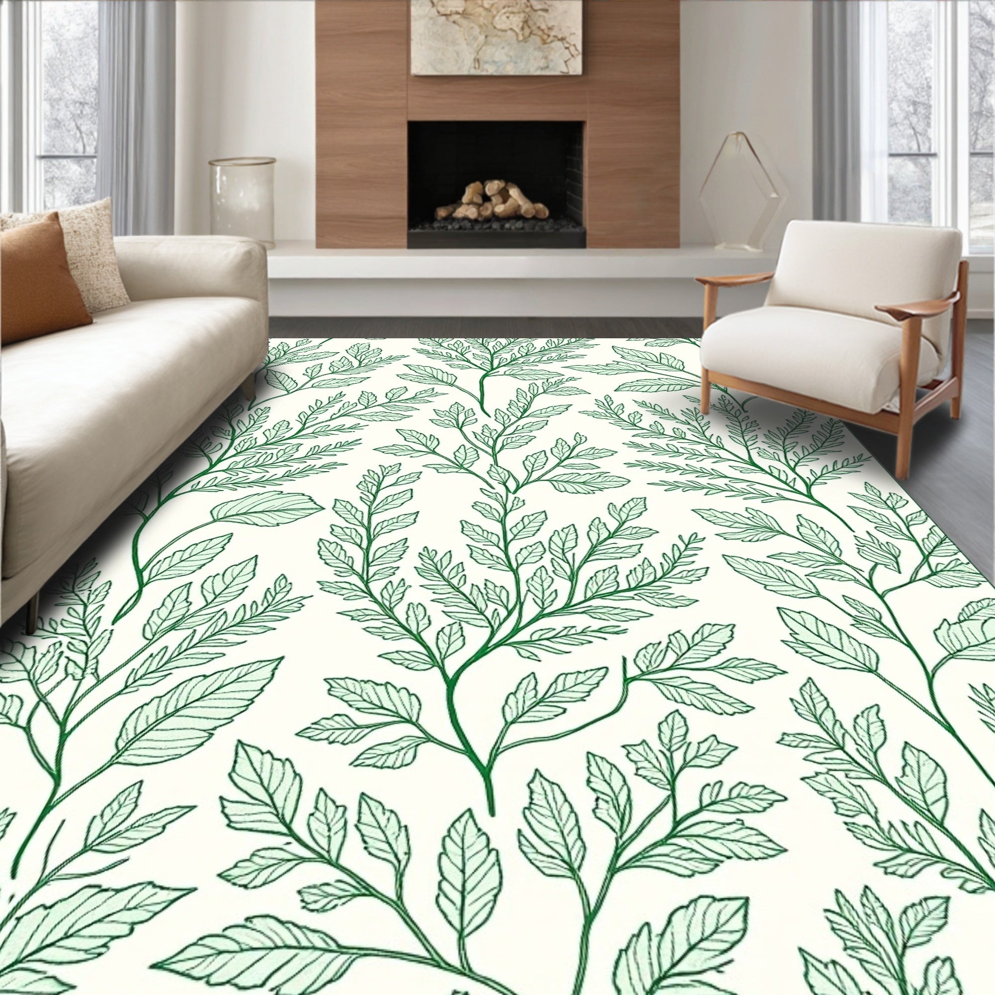 Verdant Branch Pattern Rug Design Rug
