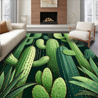 Green Desert Cactus Pattern Design Rug