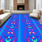 Bold Blue Abstract Geometric Pattern Rug