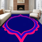 Bold Indigo Pink Arabesque Frame Rug