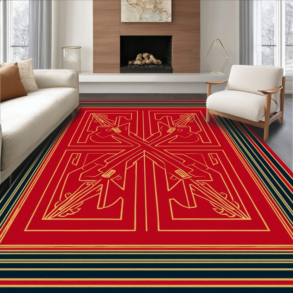 Bold Gold Geometric Symbol Rug