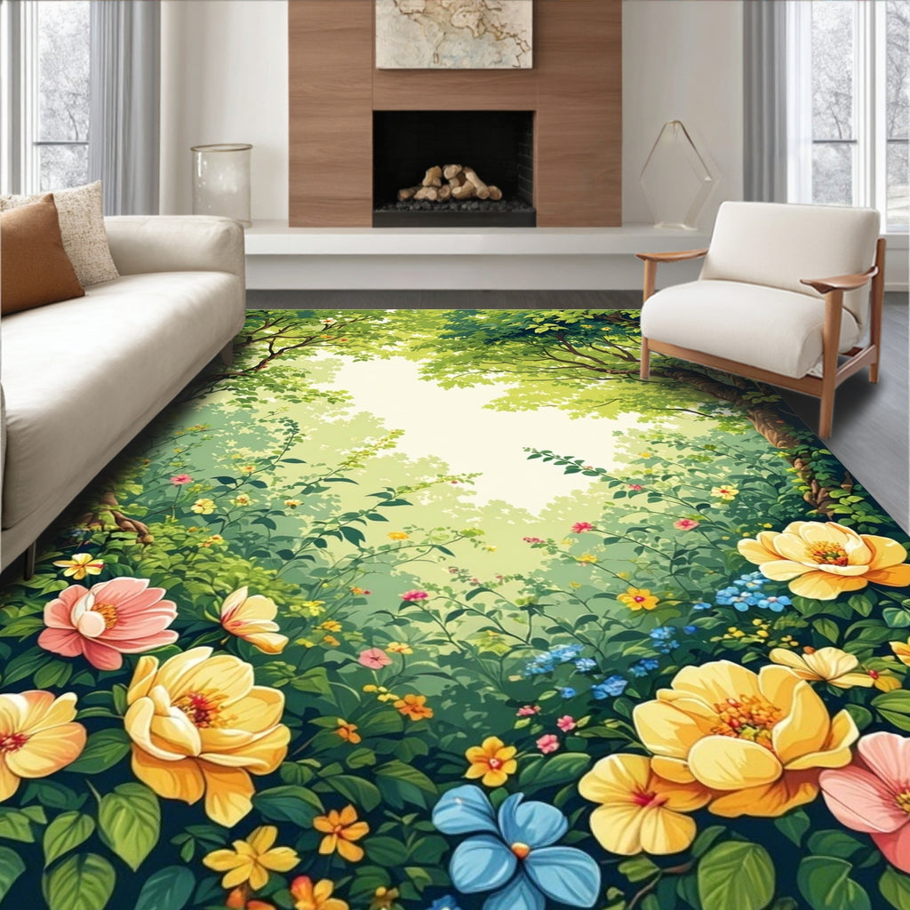 Enchanting Garden Floral Pattern Rug
