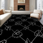 Sketchy Diagonal Leaf Pattern Rug